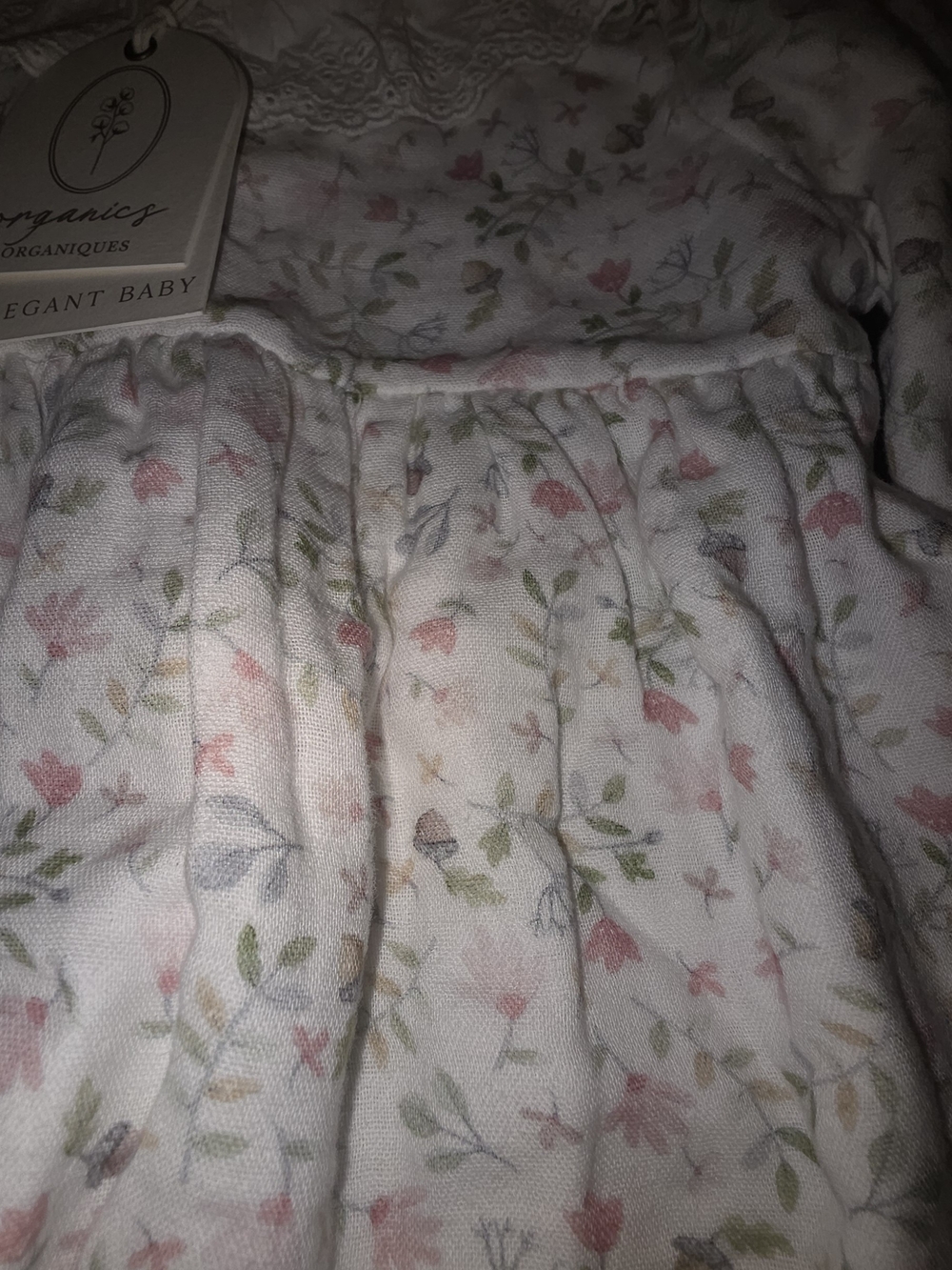 Elegant Baby Delicate Floral Ruffle Collar Baby Romper - White with Pink & Green - Picture 5 of 12